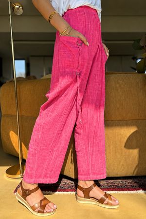 Wild Shores Pure Cotton D Ring Relaxed Pant Washed Pomegranate